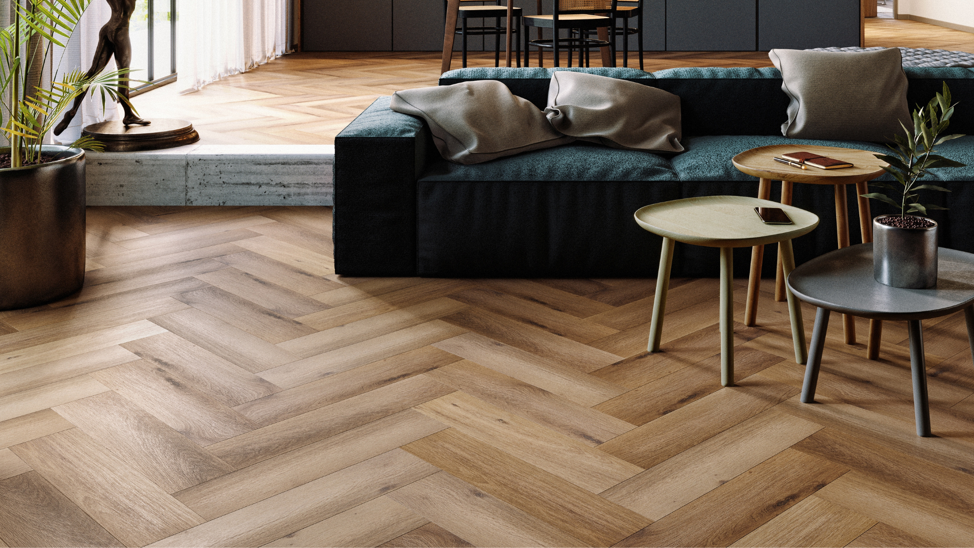 Close-up of premium SPC flooring showing quality craftsmanship
